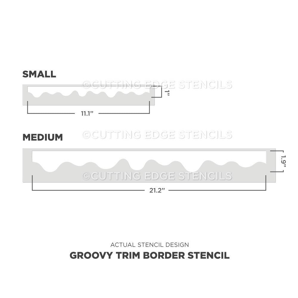 stencil cutout showing actual dimensions for the groovy trim stencil