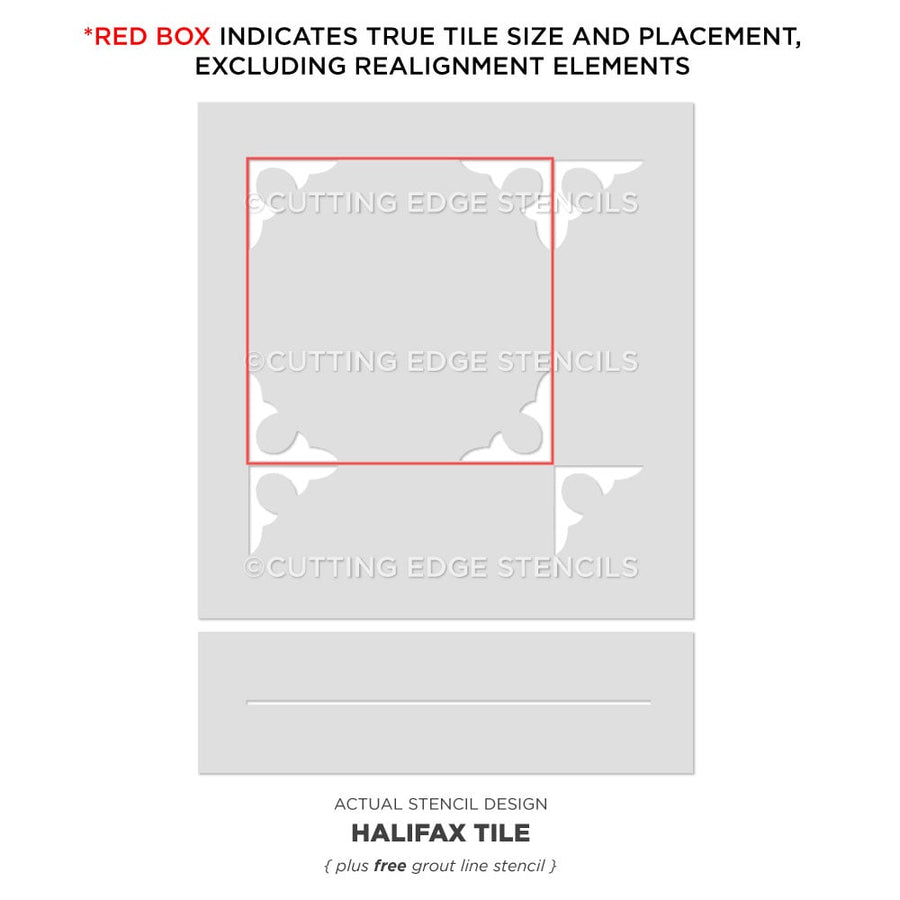 halifax corner tile stencil actual image