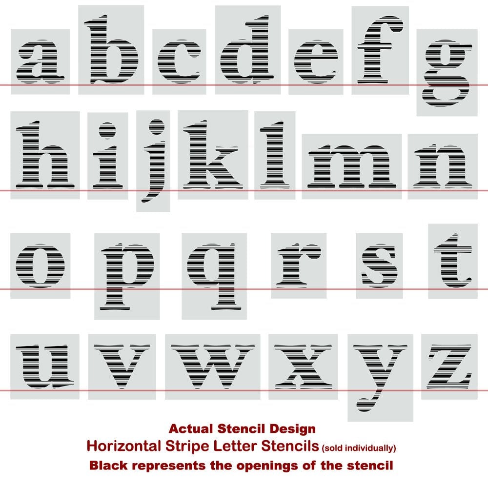 Horizontal Stripe Stencil Letters | Single Letter Stencils