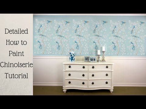 Chinoiserie Birds and Roses Wall Mural Stencil Size Large