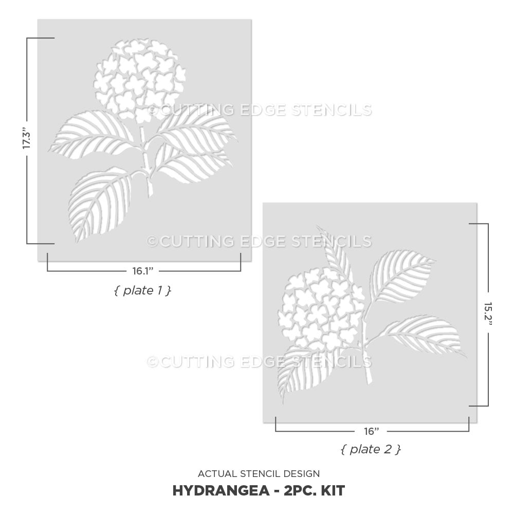 Hydrangea stencils for cottage and farmhouse decor - Flower stencil designs