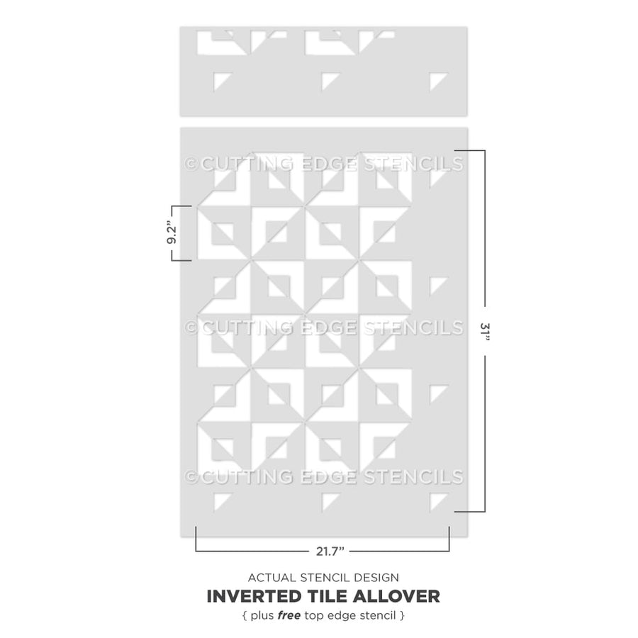 Inverted Tile Allover Stencil Wall Pattern Painted Floor Stenciling