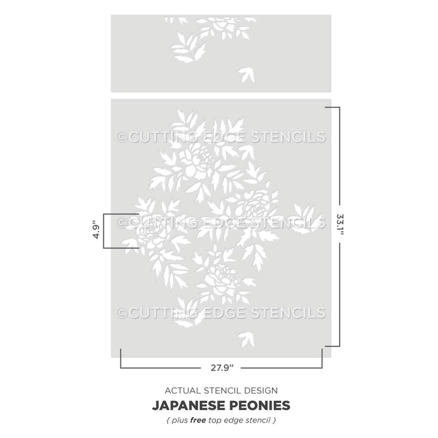 japanese peonies stencil for walls