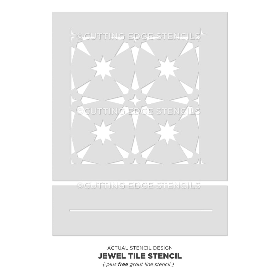 Jewel Tile Stencil Painted Floor Stenciling