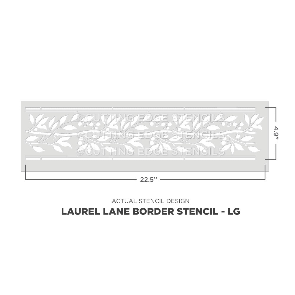 Large Laurel Lane Border Stencil with dimensions 