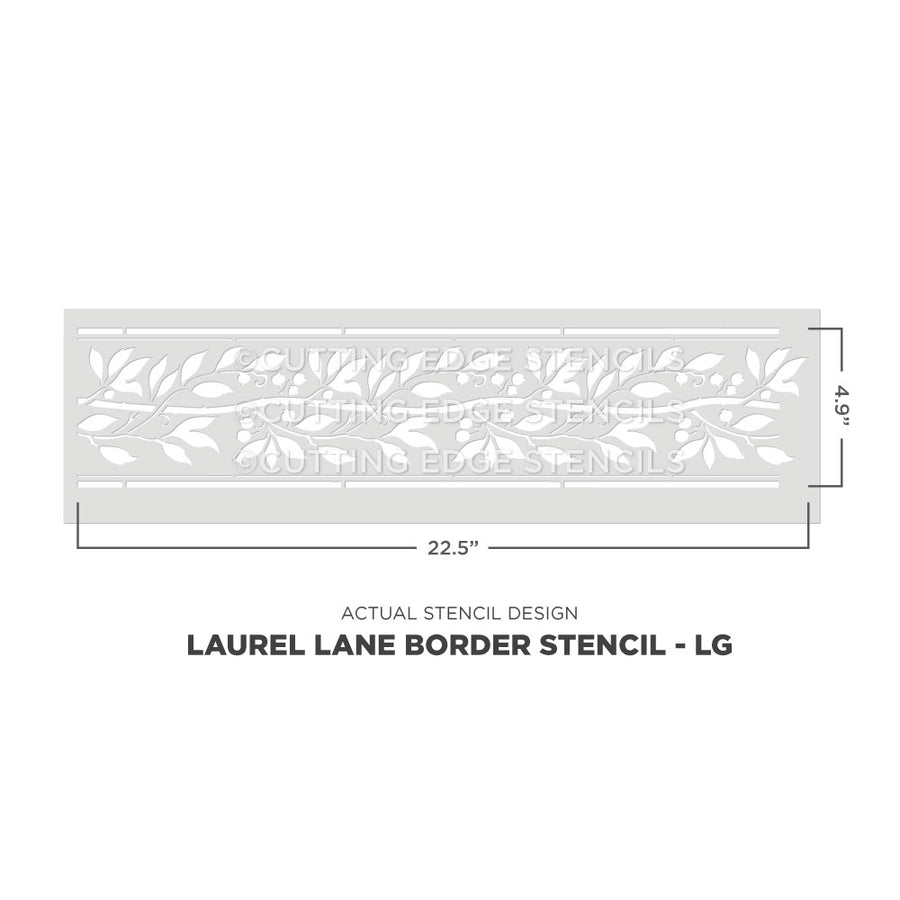 Large Laurel Lane Border Stencil with dimensions 