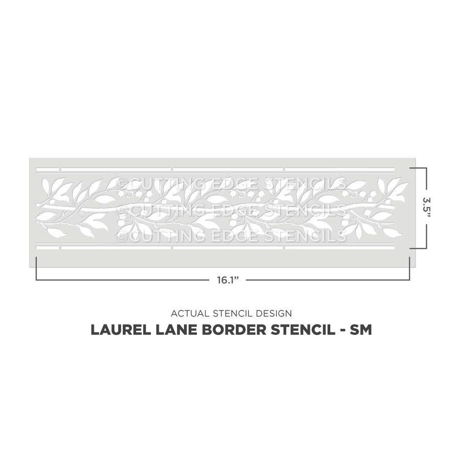 Small Laurel Lane Border Stencil with dimensions 