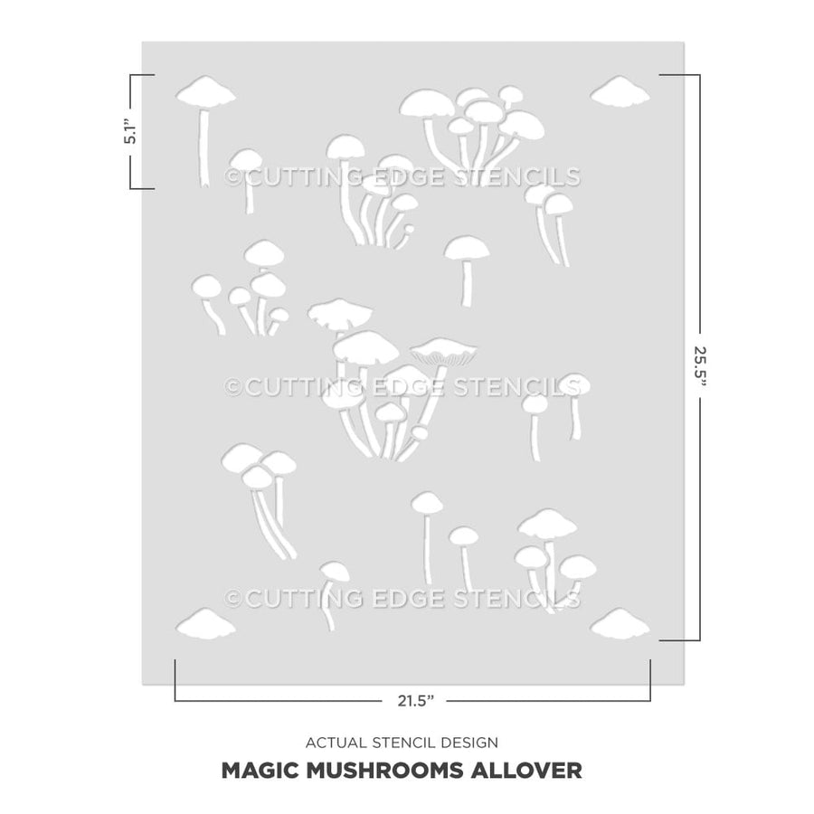 mushroom wall stencil actual image