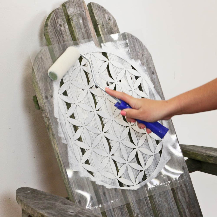 Flower of Life Mandala Stenciled Chair
