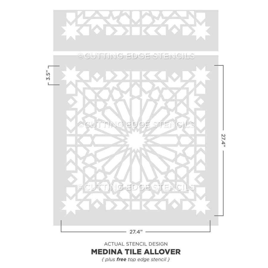 Medina Tile Allover Stencil Moroccan Wall Pattern Stenciling