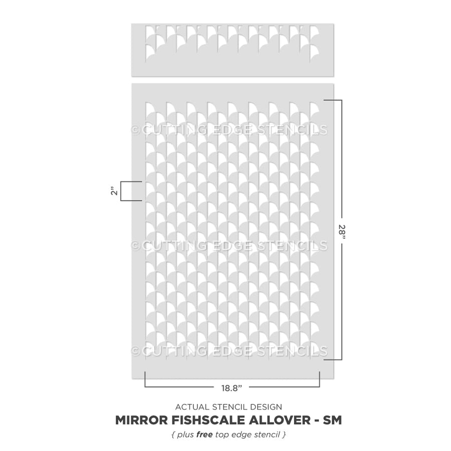 Mirror Fishscale Allover Tile Stencil Painting Nautical Beach Mermaid Stenciling