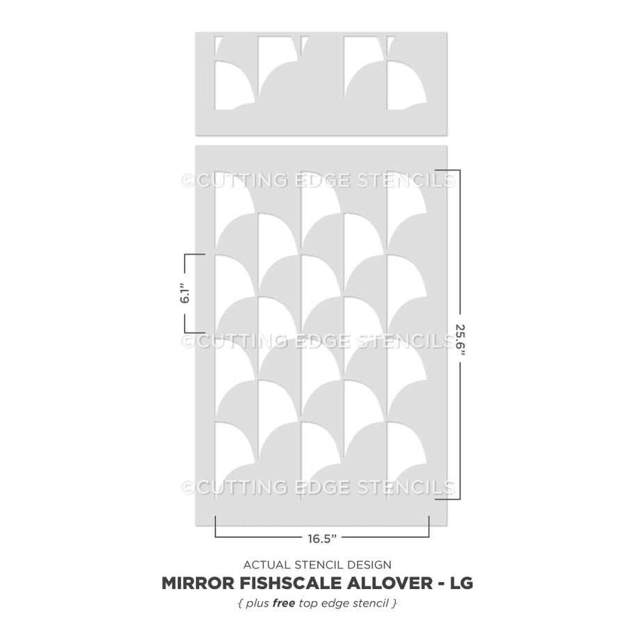 Mirror Fishscale Allover Tile Stencil Nautical Ocean Stenciling