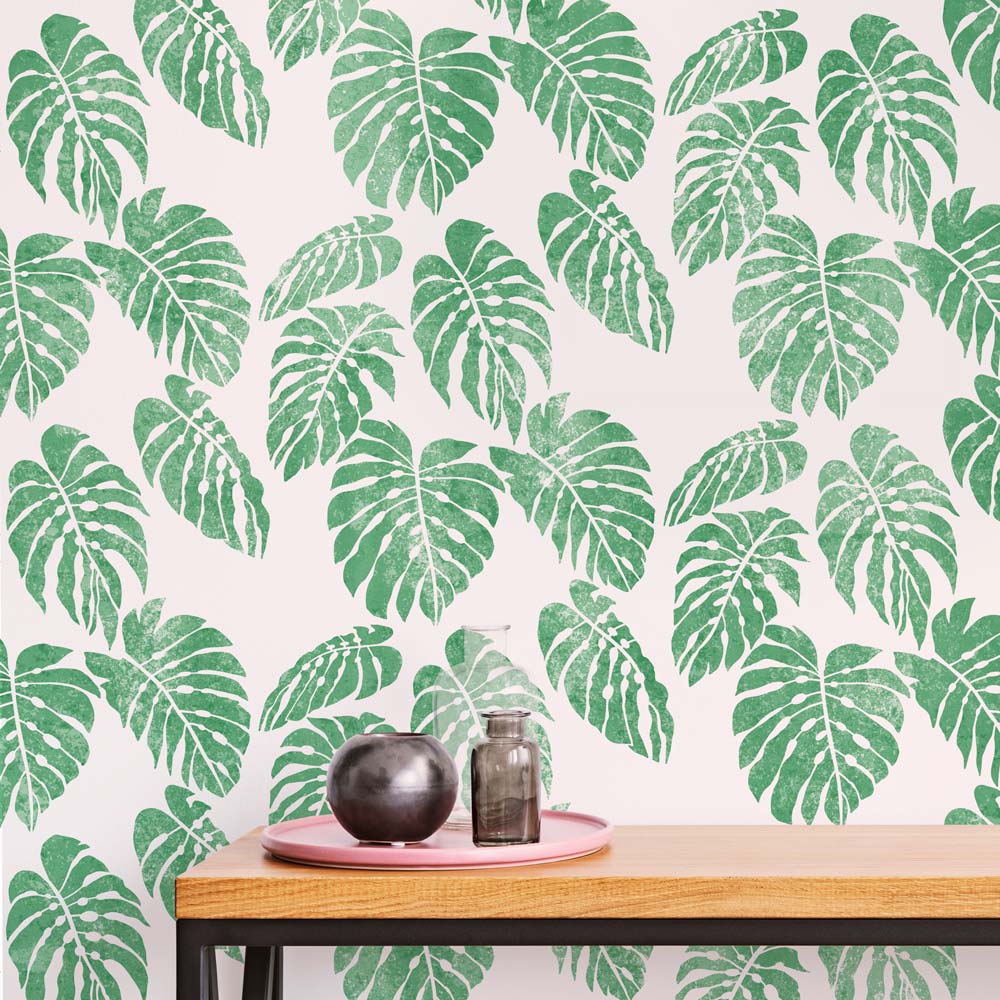 monstera plant stencil Tropical Monstera Stencils for Wall Painting