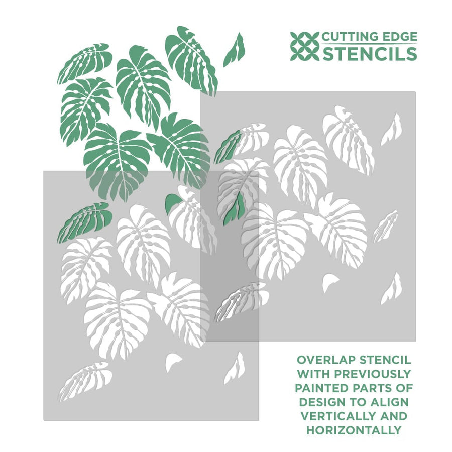 monstera wall stencil actual image