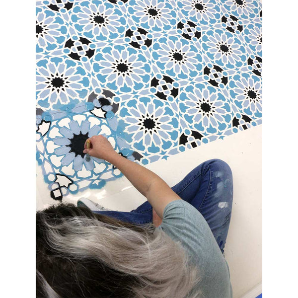 Moroccan Tile Stencil for DIY floor tiles, stenciled backsplashes and walls