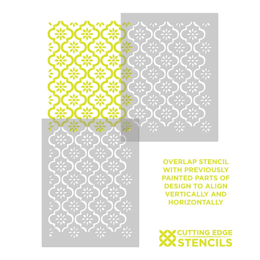 Myriam Allover Stencil Trellis Flower Wallpaper Painted Floor Stenciling