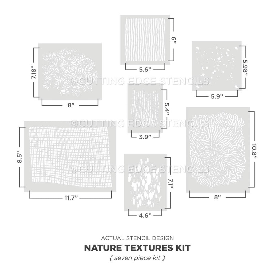 nature textures seven piece abstract art stencils