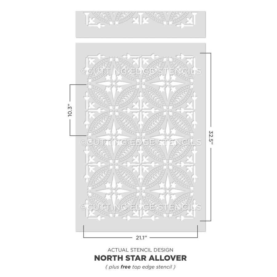 North Star Allover Stencil Wall Pattern Design Painted Floor Tile Stenciling