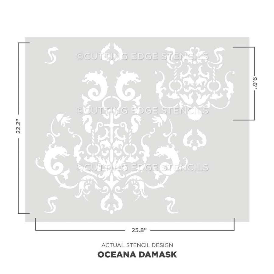 oceana damask stencil for walls