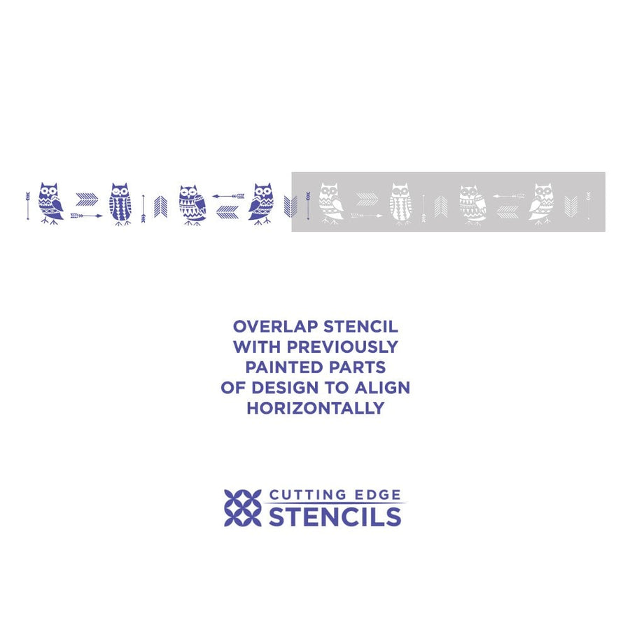 owls-and-arrows-border-nursery-wall-stencil-layout