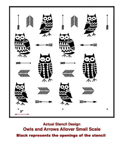 owls-arrows-allover-small-stencil-wall-pattern
