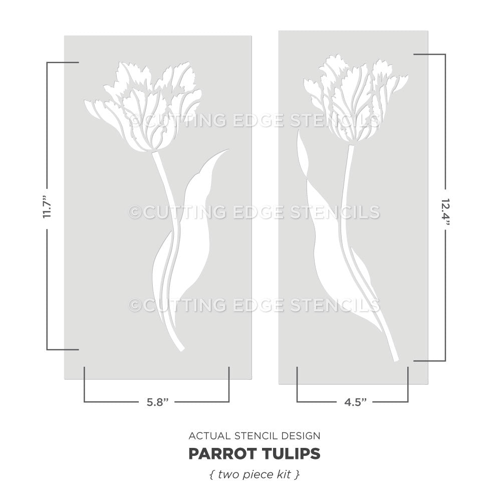 Parrot Tulips two-piece stencil kit graphic