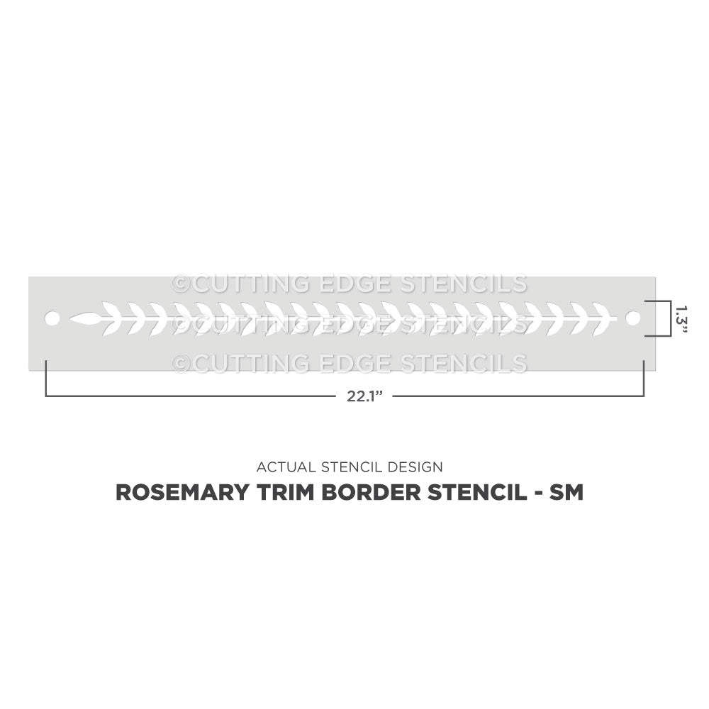 small Rosemary trim border stencil with dimensions 