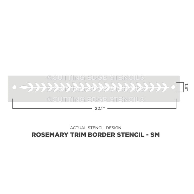 small Rosemary trim border stencil with dimensions 