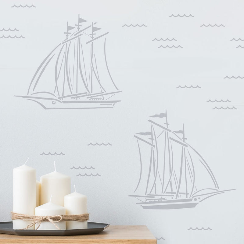 Large Sailboat Wall Pattern Stencil Kit