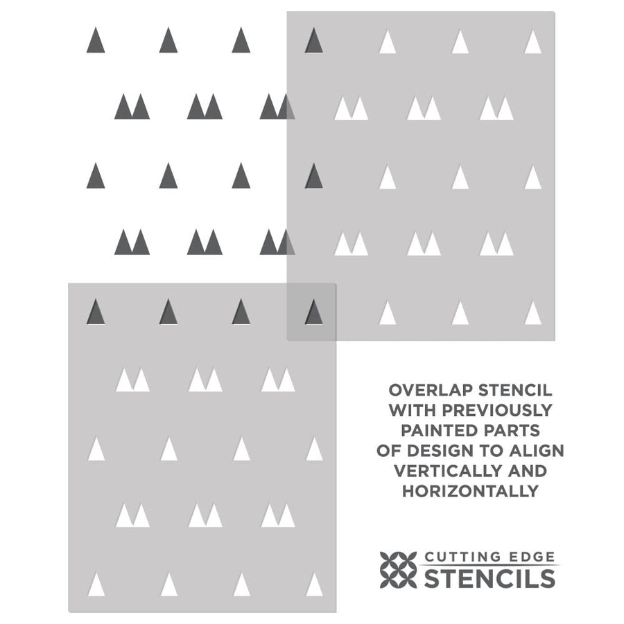 Scandinavian triangles wall design stencil for modern nursery decor