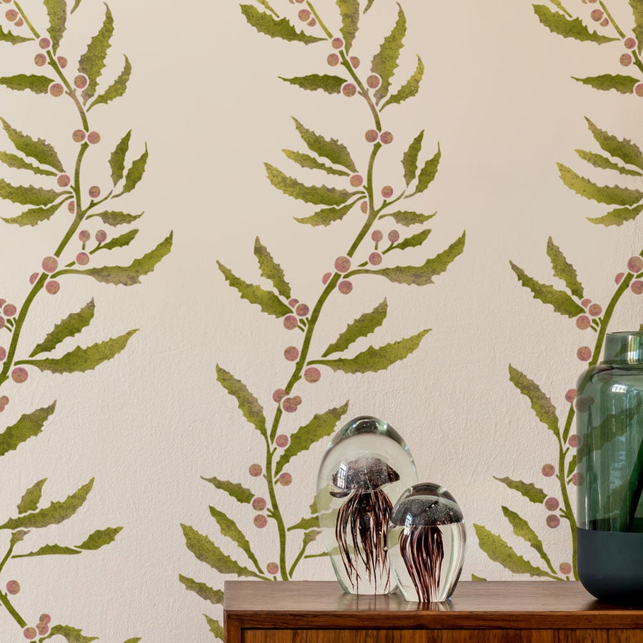 seaweed wall stencil for walls entryway wall
