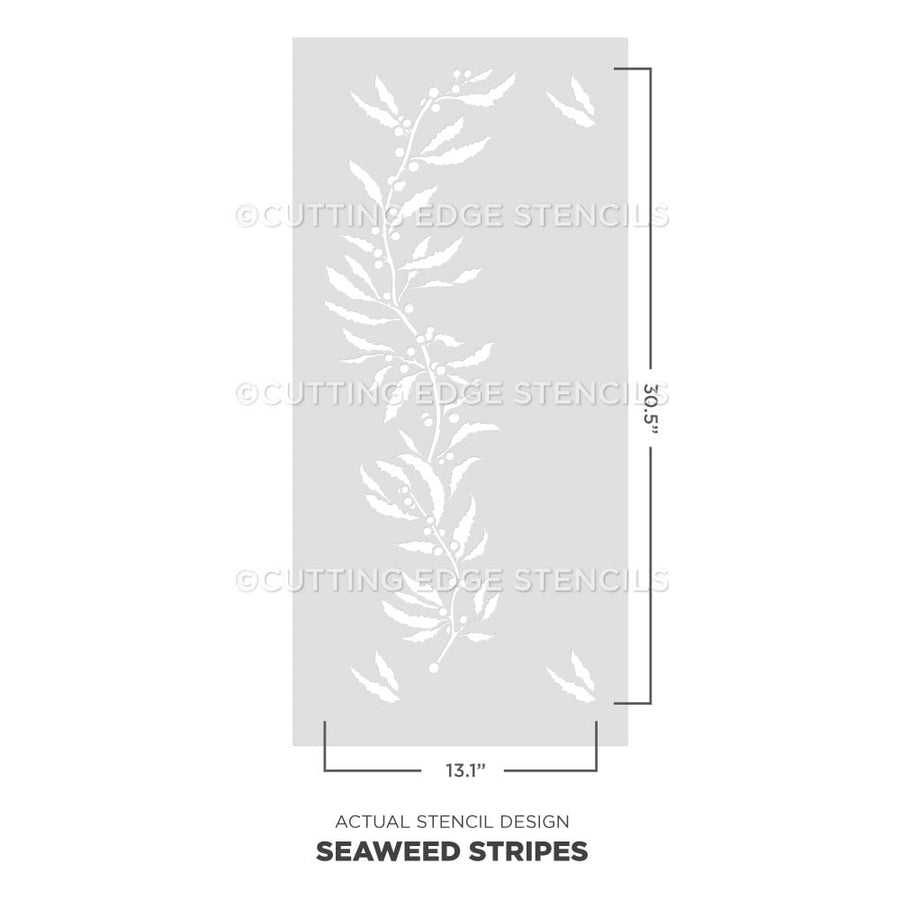 seaweed stripes wall stencil actual image