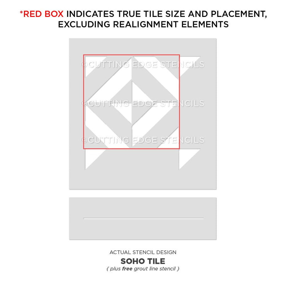 geometric tile stencil for painting backsplash