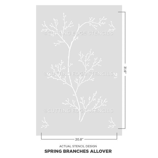 Spring Branches wall pattern stencil - Best decorative stencils for ...
