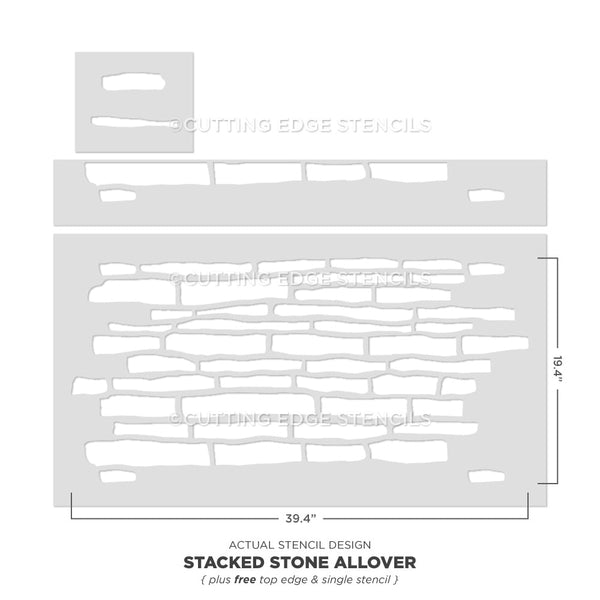 Stacked Stone Wall Pattern Stencil Design - Stone Wall Stencils for ...