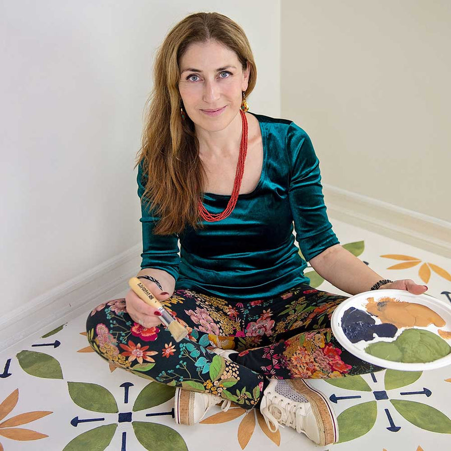 starflower floor tile stencil