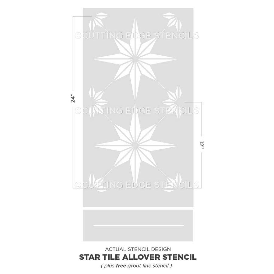Star Tile Stencil - Size: Large Double Tile - Factory Second