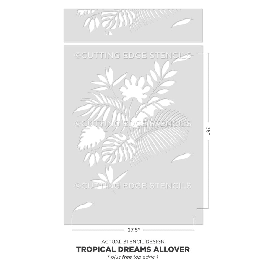 Tropical Foliage Wall Pattern Stencil Actual