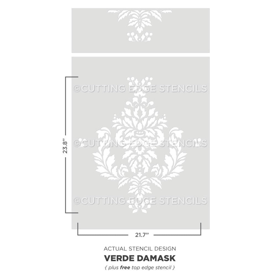 verde damask stencil for walls