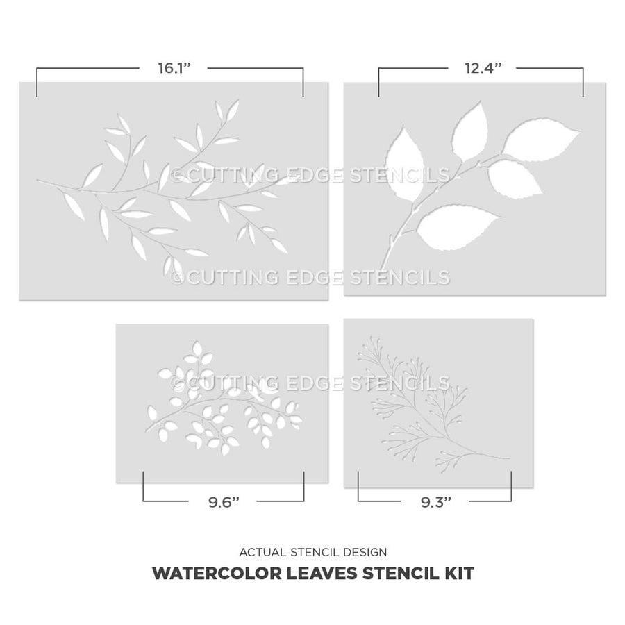watercolor leaves wall stencil design