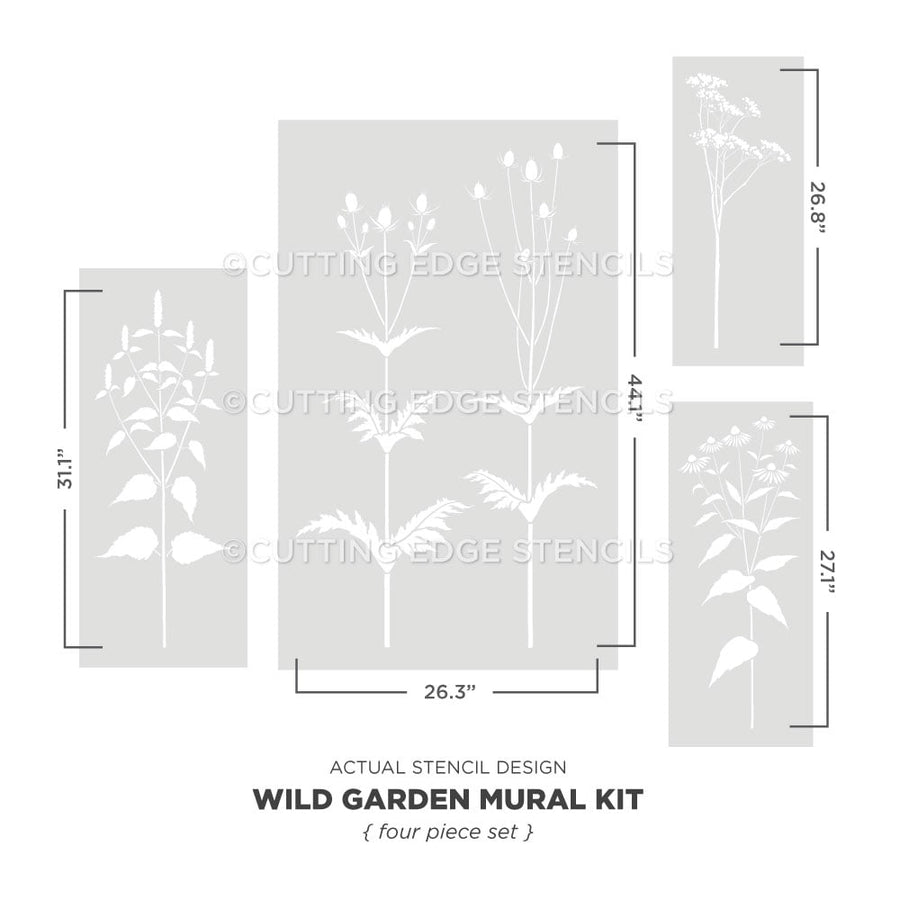 wild garden wall mural stencil kit