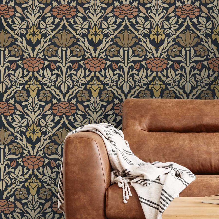 vintage rose lily stencil william morris wall stencil for livingroom