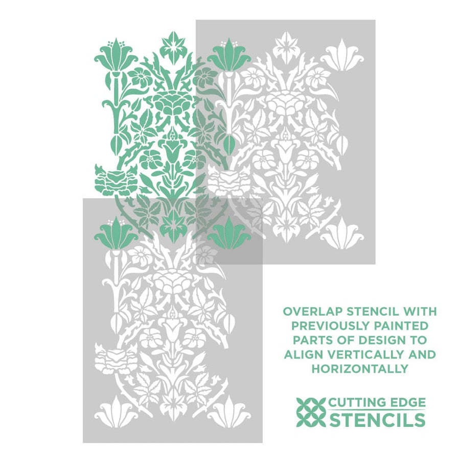 alignment stencil image wall stencil pattern vintage rose and lily 