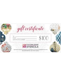 cutting edge stencils gift certificate 100 dollars