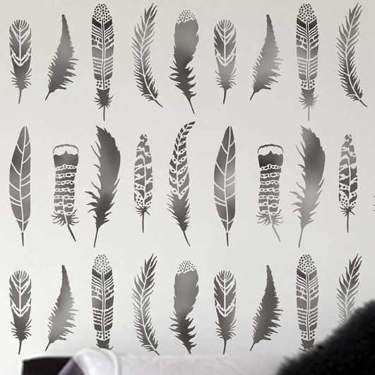 Furniture etc Painting Stencil for Walls Fabrics Feather Stencil Home Decor Art Craft