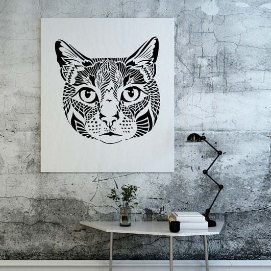 Cat Face Stencil - Cat Stencils For Walls, Crafts and Furniture