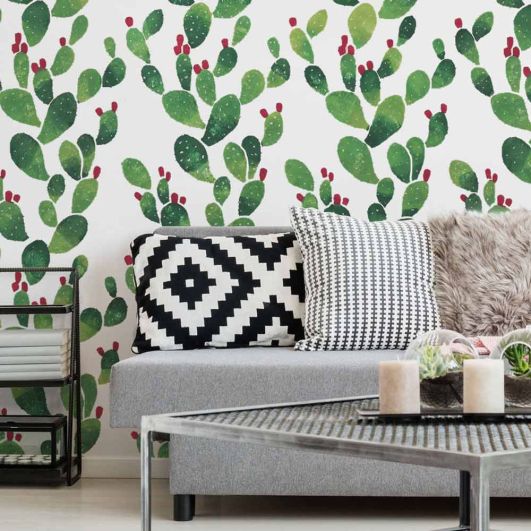 Prickly Pear Stencil - Trendy cactus wall pattern for fun and easy DIY home  decor