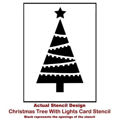 Christmas Tree with Lights Card Stencil Template