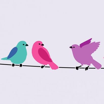 Cute Birds On A Wire Border Stencil