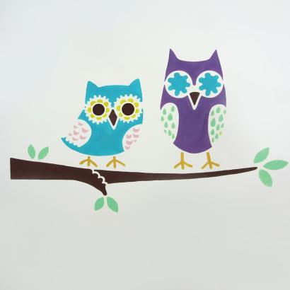 Owls On A Branch Stencil